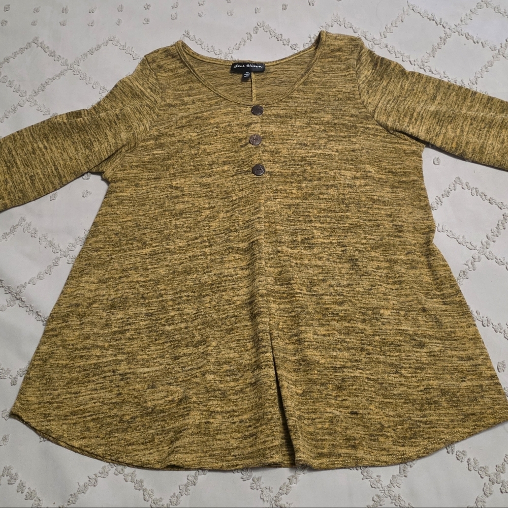 Ladies XL Mustard & Brown Marled Blouse